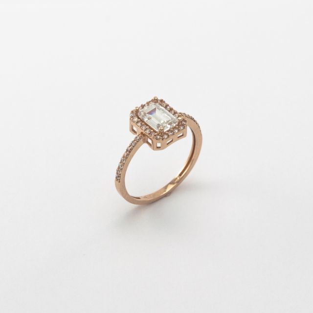 Auksinis žiedas su cirkonio kristalais 963